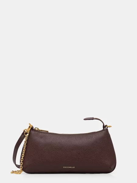 Coccinelle crossbody torbica usnjena vijolična