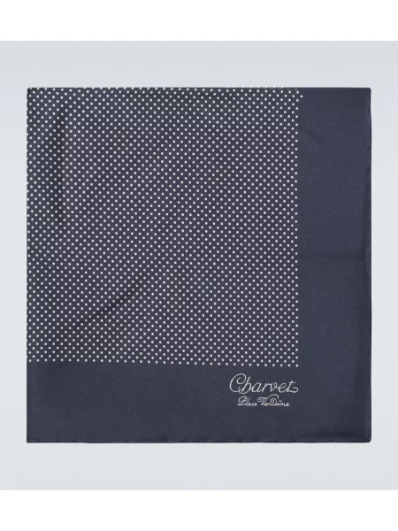 Hedvábný šál Charvet s potiskem modrý
