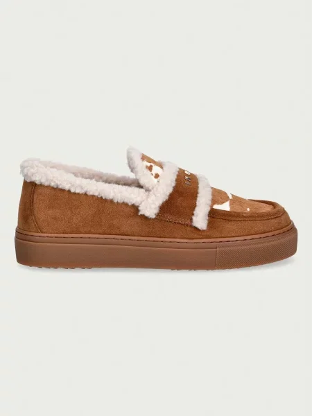 Inuikii mokasini usnjeni Shearling Print rjava