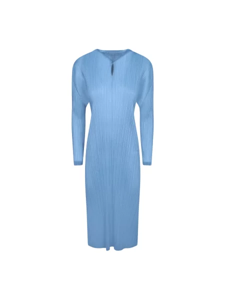 Sukienka midi Issey Miyake do kolan garniturowa niebieska