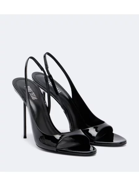 Sandale Paris Texas din piele de lac slingback negru