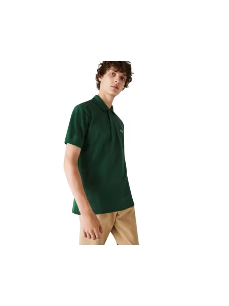 Lniana koszulka polo Lacoste z logo w miejskim stylu zielona