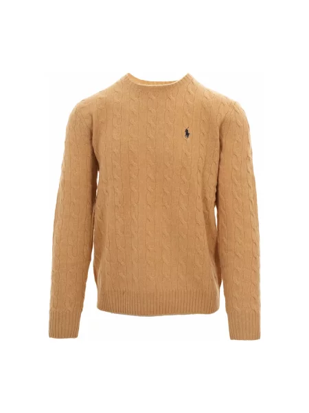 Sweter z dzianiny o kroju regular fit z mieszanki wełny i kaszmiru Ralph Lauren beżowy