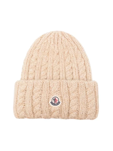Czapka Moncler wełniana beżowa