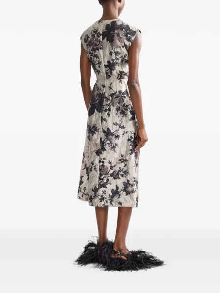 Rochie midi Erdem cu model floral cu imagine drapată