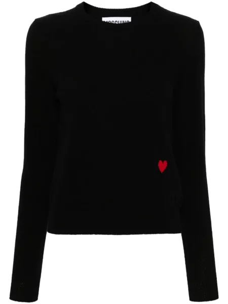 Pulover Moschino cu motiv cu inimi negru