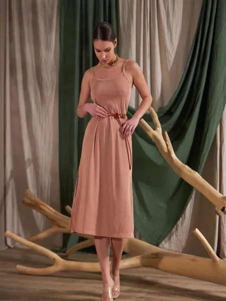 Сукня міді TrikoBakh бавовна/поліестер бежевий