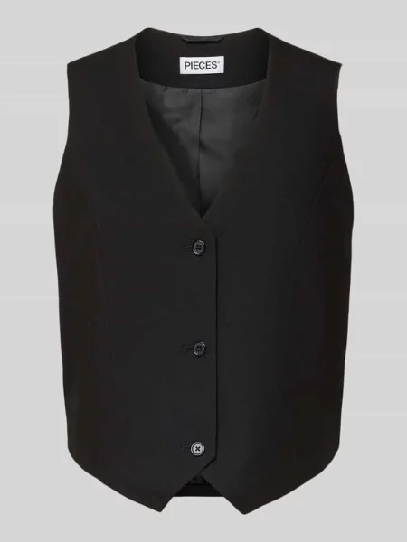 Kamizelka garniturowa o kroju regular fit z dodatkiem model BOSELLA' Pieces czarna