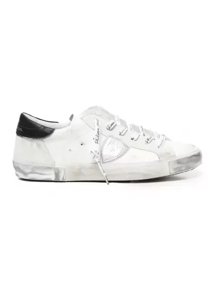 Sneakersy Philippe Model skórzane do tenisa w miejskim stylu białe
