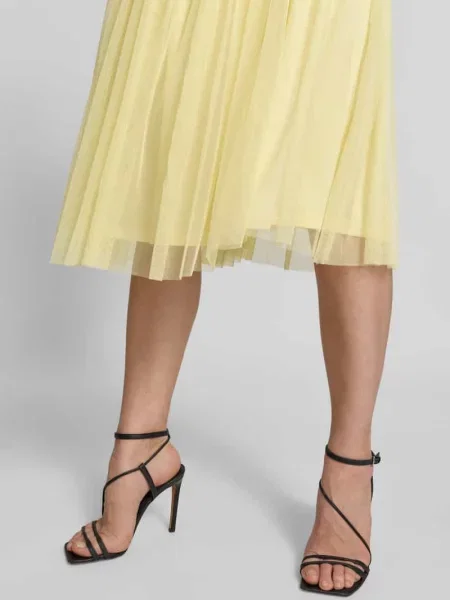Spódnica midi z plisami Lace & Beads żółta