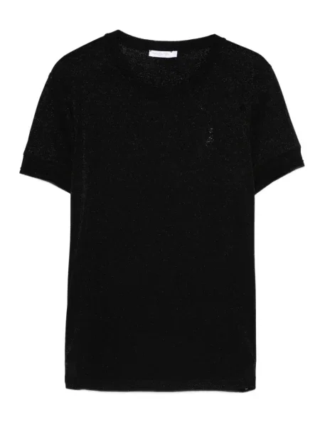 Tricou Patrizia Pepe tricotate scurt negru