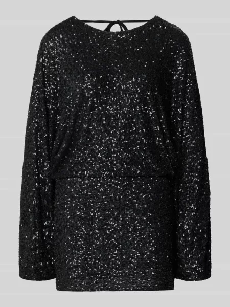 Sukienka mini z okrągłym dekoltem Gina Tricot czarna