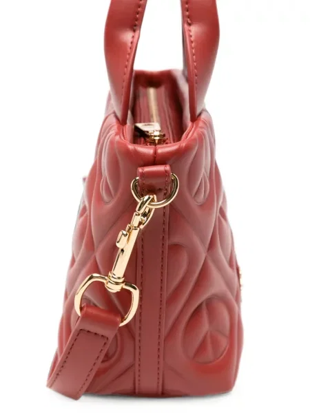 Кожена ватиран шопинг чанта Love Moschino със сърца червено