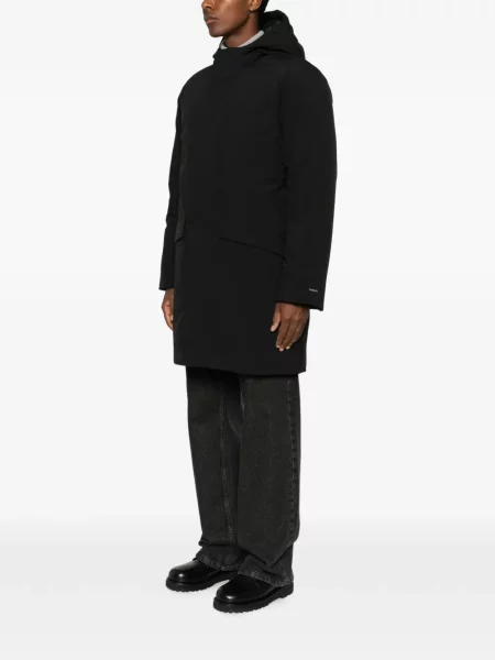 Geacă parka Sandro cu glugă cu guler de stand-up negru