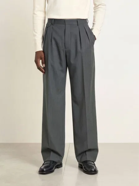 Boss Oblekové Kalhoty Loose Fit medium grey šedé