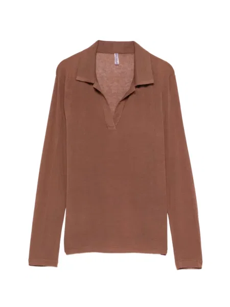 Koszulka polo Daniele Fiesoli z dekoltem w serek brązowa