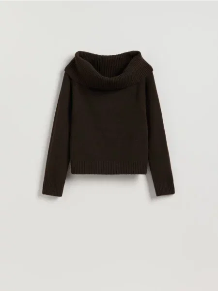 Reserved Sweter z wykładanym golfem brązowy