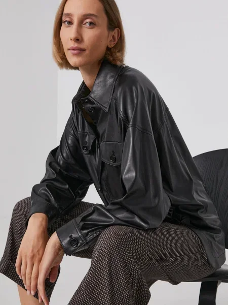 Drykorn Cămașă femei cu guler clasic relaxed negru