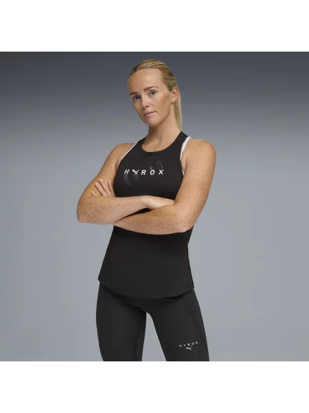 Top bez rękawów o fasonie bokserki PUMA x HYROX CLOUDSPUN Odzież XXS czarny