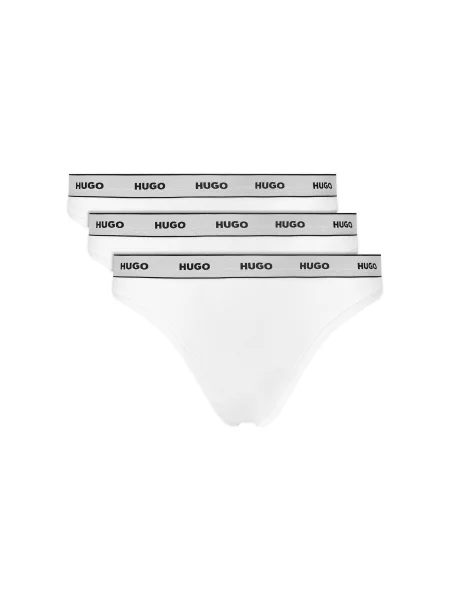 HUGO 3 db tanga Triplet Thong Stripe fehér