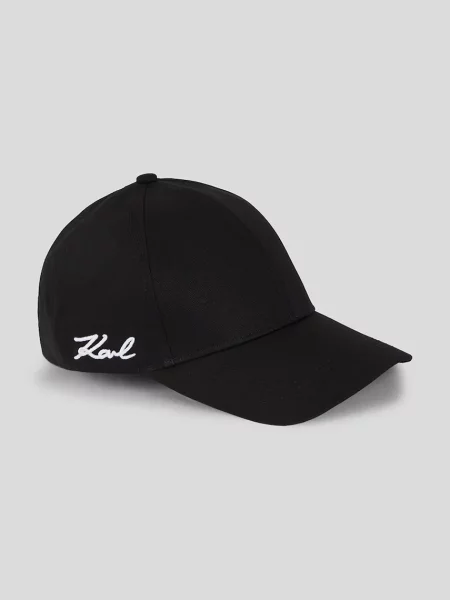 Шапка с козирка Karl Lagerfeld K/SIGNATURE с изчистен дизайн черно