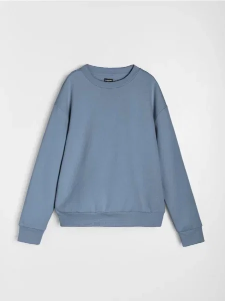 Sinsay Bluza crewneck basic niebieski