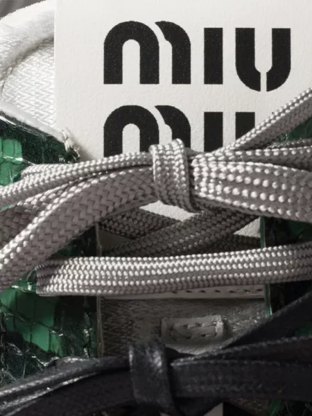 Sneakerși Miu Miu din piele gri