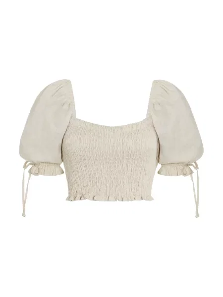 Lniana bluzka Faithfull The Brand beżowa