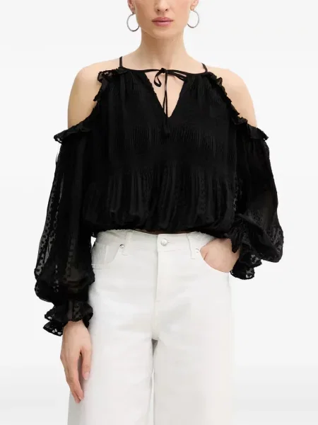 Bluză Guess cu volane negru