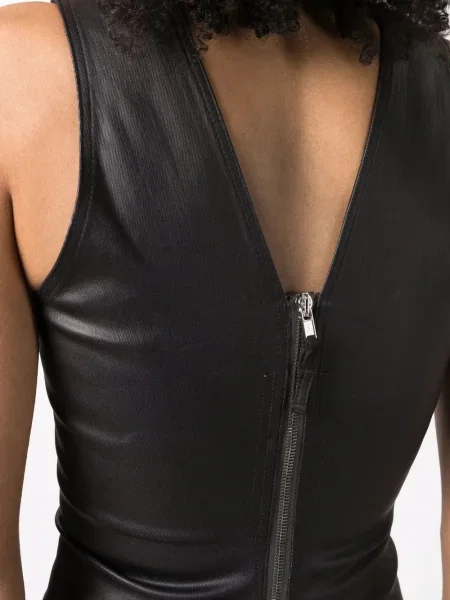 Rochie Rick Owens cu decolteu în V de costum stretch negru