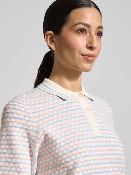 „Koszulka dzianinowa z mieszanki z kołnierzykiem polo“ Jake*s Collection błękitne