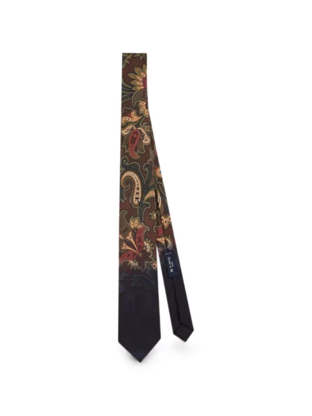 Cravată Etro de mătase cu model floral maro
