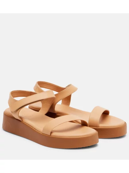 Sandale Ancient Greek Sandals din piele cu platformă bej