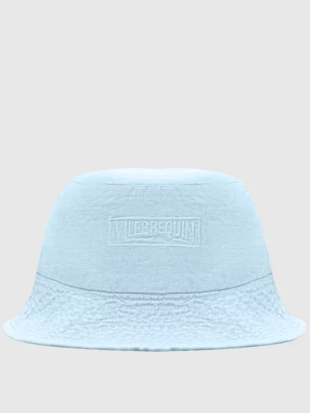 Панама з льону з вишивкою логотипа Vilebrequin блакитна