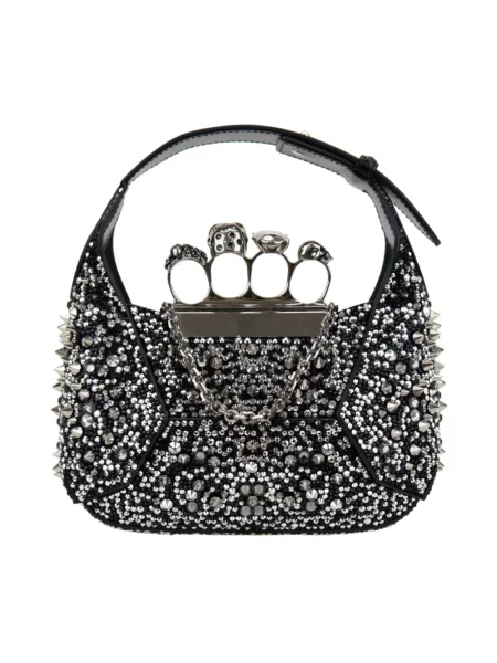 Torebka Alexander Mcqueen skórzana z magnetycznym zapięciem czarna