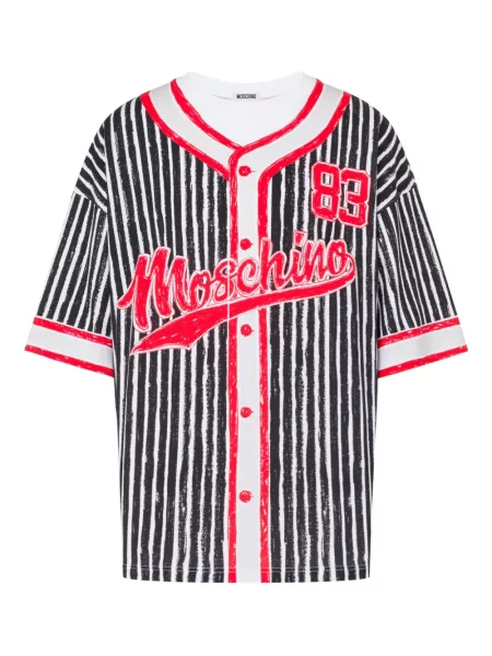 Tricou Moschino cu dungi cu imagine negru