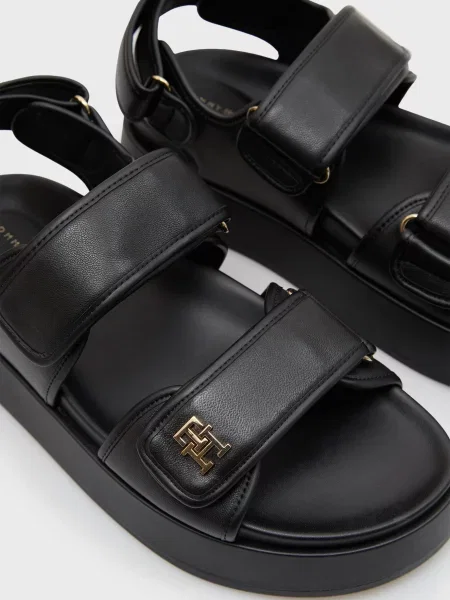 Кожаные босоножки Tommy Hilfiger на платформе черные