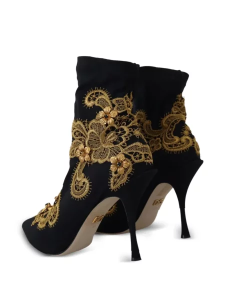 Buty do kostki Dolce And Gabbana z naszywkami koronkowe czarne
