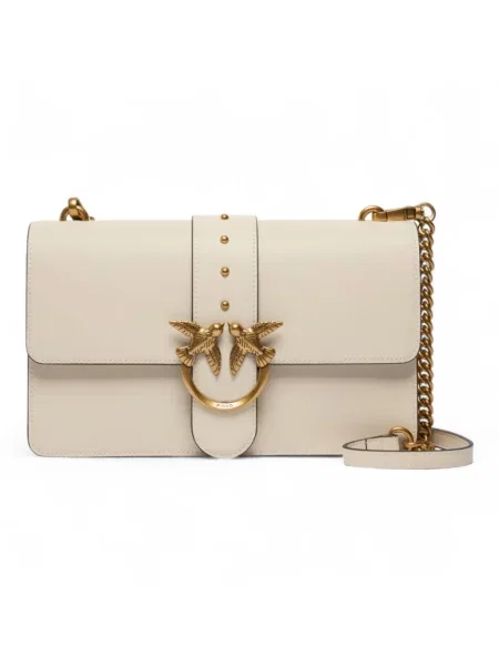 Torebka skórzana Pinko skórzana elegancka biała