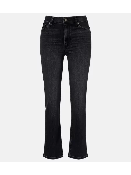 Proste jeansy Frame z wysoką talią o krotszym kroju czarne