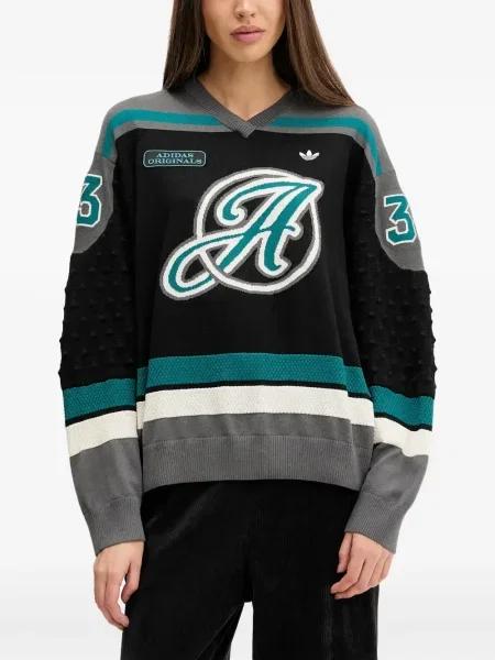 Sneakersy Adidas Predator w paski z dekoltem w serek z kapturem różowe