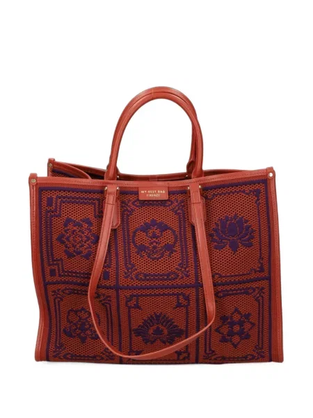Geantă shopper My Best Bag tricotate cu autograf portocaliu
