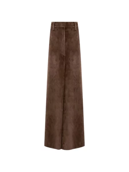 Fustă midi Brunello Cucinelli de catifea cord în linie A maro