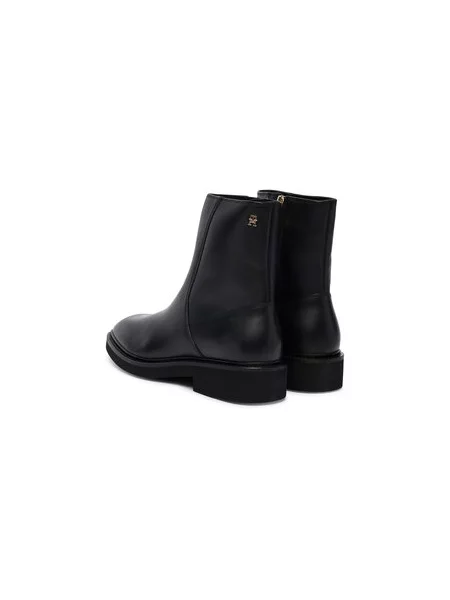 Tommy Hilfiger Škornji Th Square Toe Leather Bootie črna