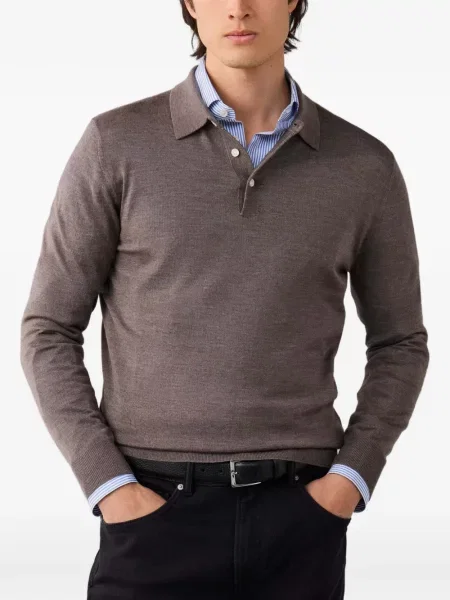Lung tricou polo Hackett London tricotate maro