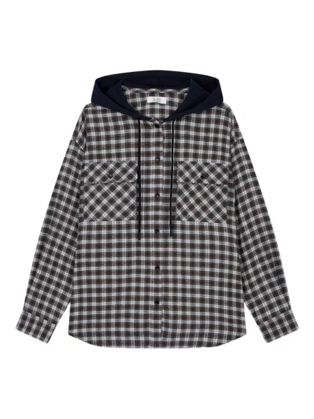 Hanorac cu glugă Studio Tomboy în carouri verde