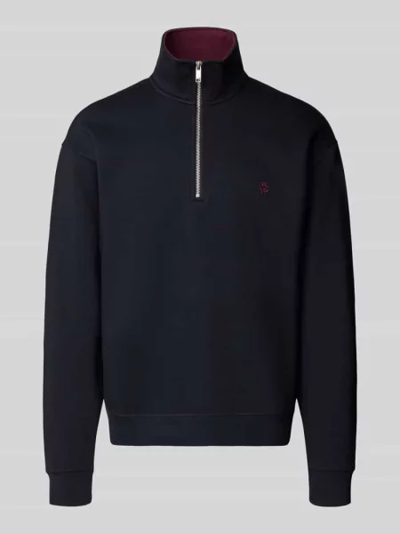 Bluza o kroju relaxed fit z mieszanki bawełny z kołnierzem zapinanym Mcneal czarna