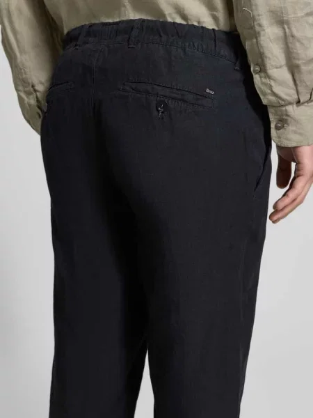 Spodnie z lnu o kroju slim fit z czystego lnu model Fabio' Brax czarne