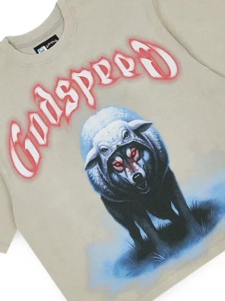Tricou Godspeed cu imagine gri
