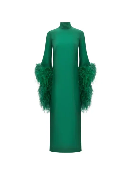 Rochie maxi Taller Marmo cu pene verde